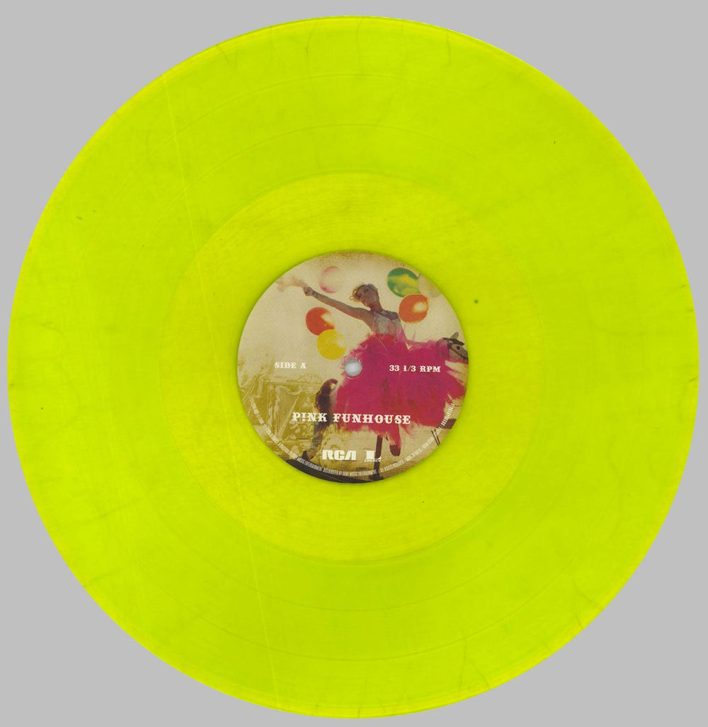 Pink Funhouse - Yellow Vinyl UK 2-LP vinyl record set (Double LP Album) P-K2LFU826160