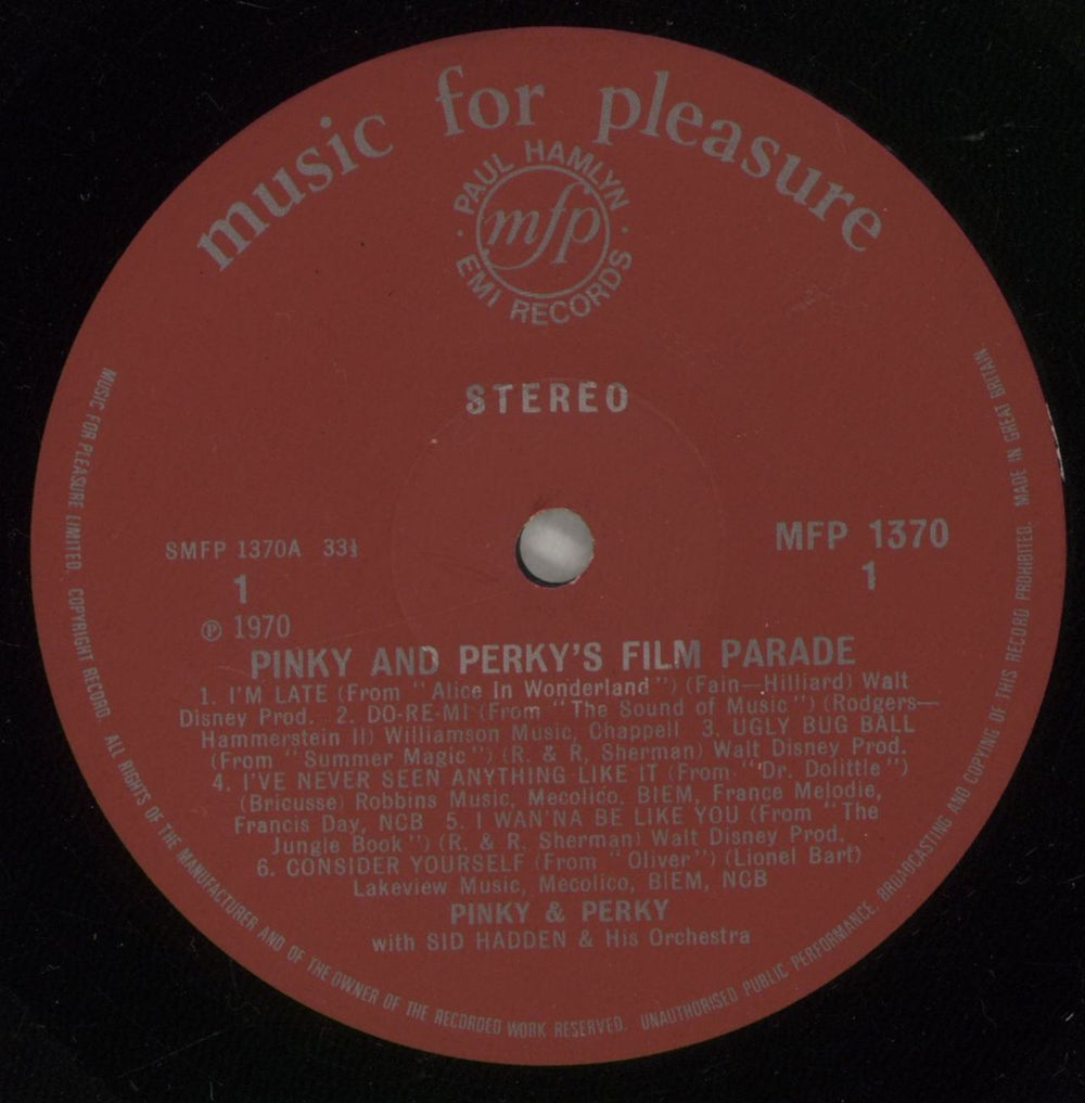 Pinky & Perky Pinky And Perky's Film Parade UK vinyl LP album (LP record) P~PLPPI874553