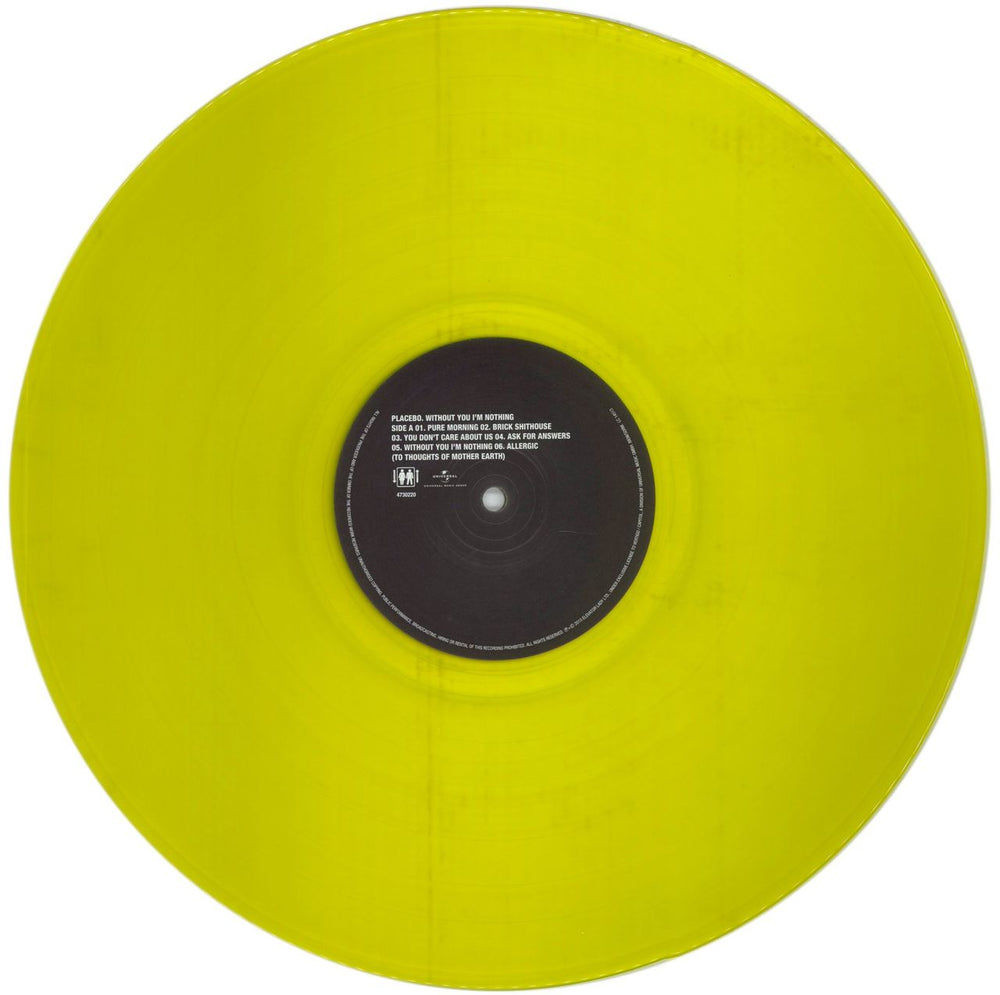 Placebo Without You I'm Nothing - 180gm Transparent Yellow Vinyl UK vinyl LP album (LP record) CEBLPWI852461