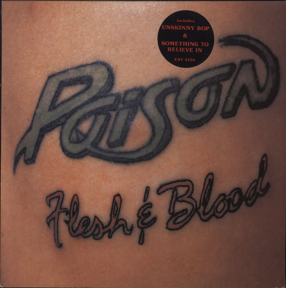 Poison Flesh & Blood - Stickered Picture Sleeve UK vinyl LP album (LP record) EST2126