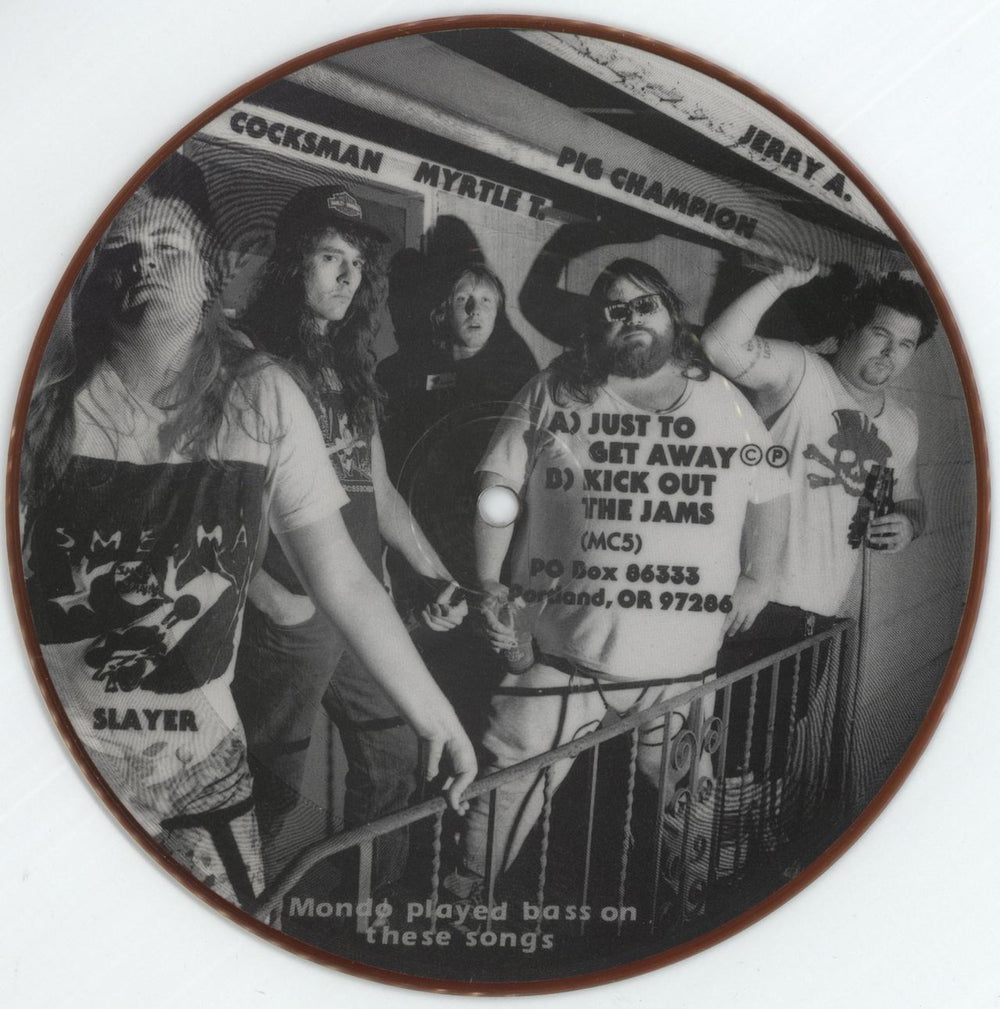 Poison Idea Just To Get Away - Red Tinted US 7" vinyl picture disc (7 inch picture disc single)