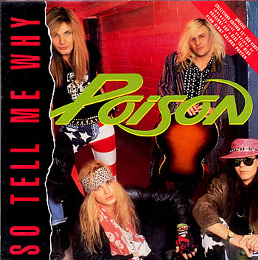 Poison So Tell Me Why - Red Vinyl + Poster UK 12" vinyl single (12 inch record / Maxi-single) 12CLG640