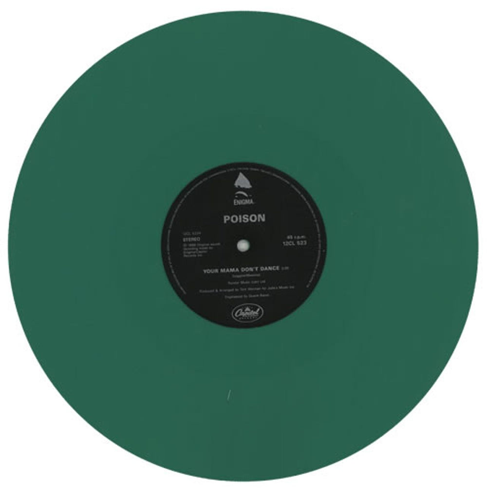 Poison Your Mama Don't Dance - Green Vinyl + Poster UK 12" vinyl single (12 inch record / Maxi-single) POI12YO50833