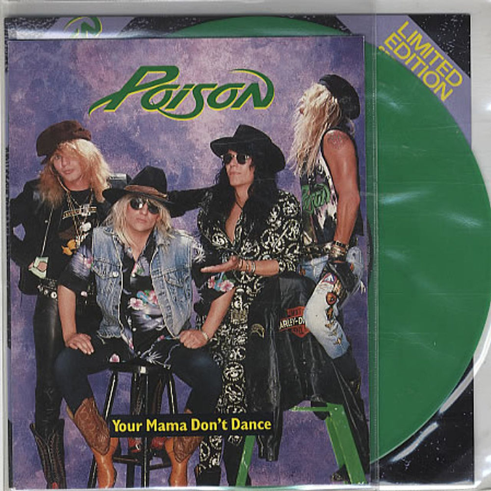 Poison Your Mama Don't Dance - Green Vinyl UK 7" vinyl single (7 inch record / 45) CLS523