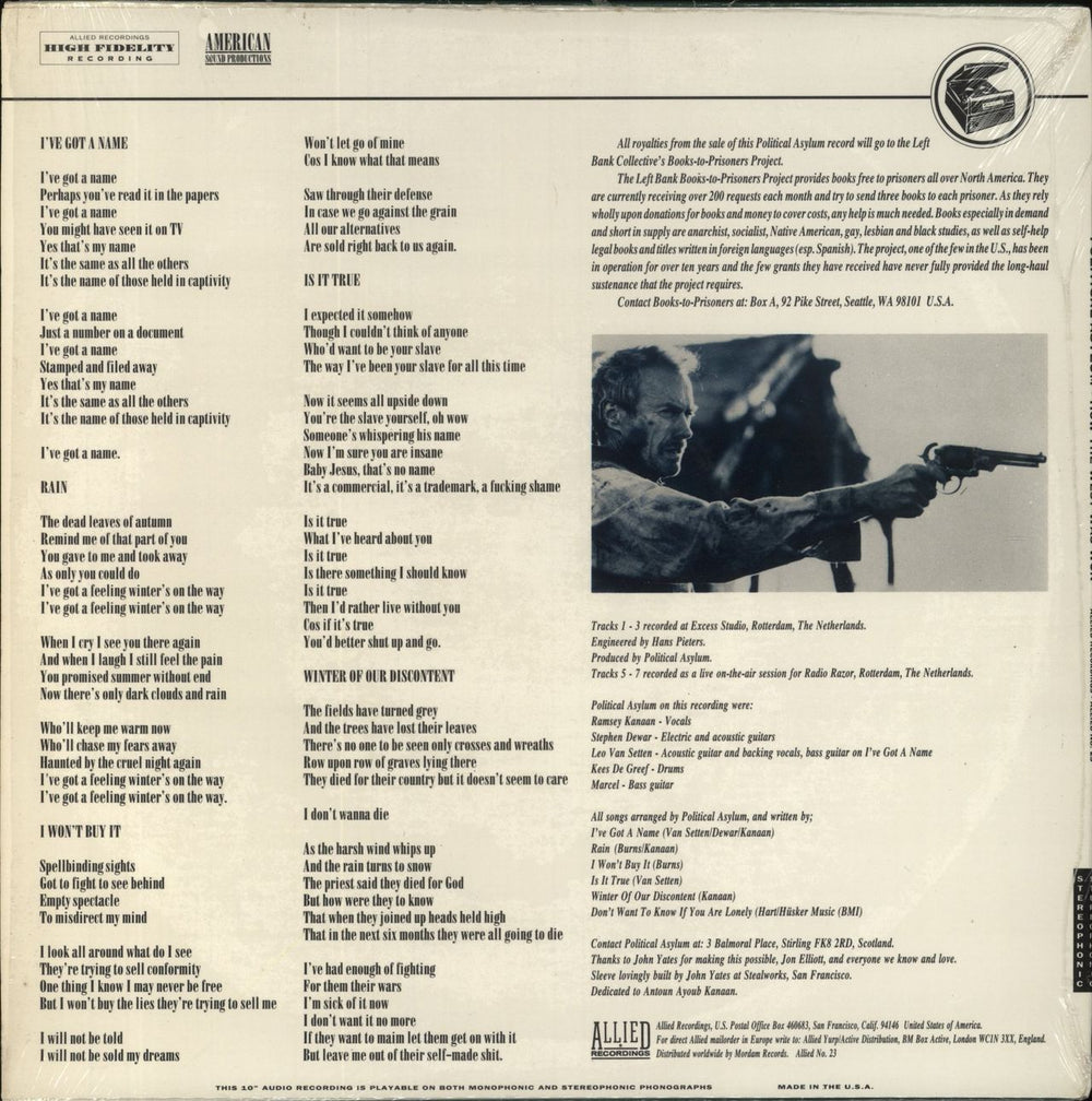 Political Asylum How The West Was Won US 10" vinyl single (10 inch record)