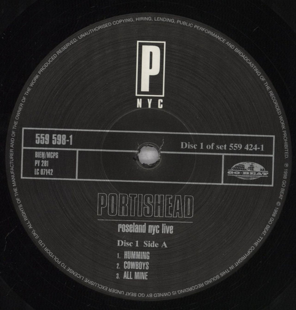 Portishead Roseland NYC Live - 180gram Vinyl UK 2-LP vinyl record set (Double LP Album) PSH2LRO788330