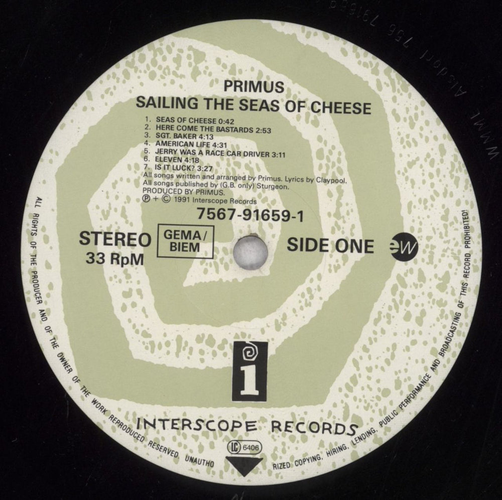 Primus Sailing The Seas Of Cheese - VG German vinyl LP album (LP record) PI5LPSA846157