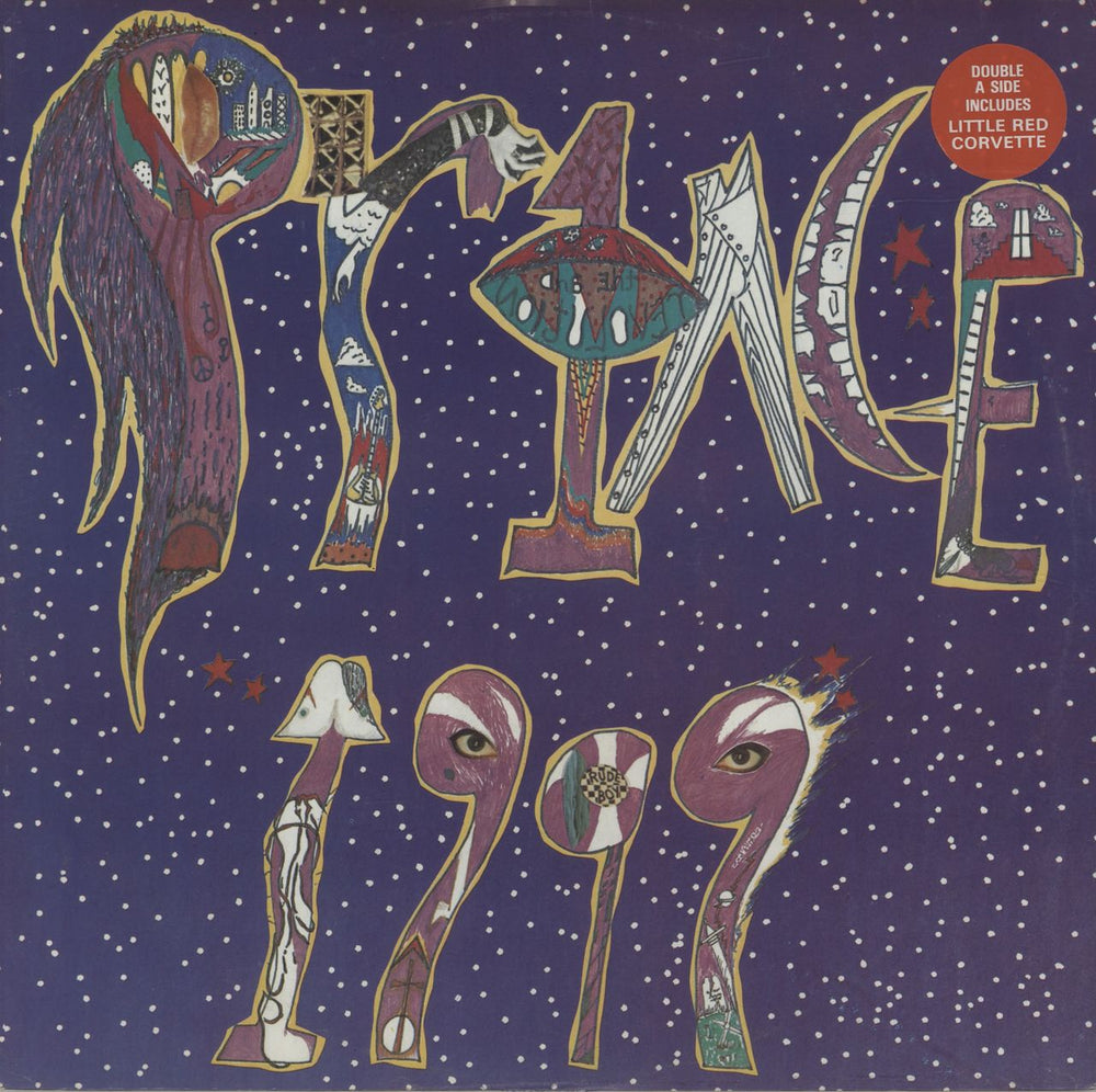 Prince 1999 - Nineteen Ninety Nine - Sticker UK 12" vinyl single (12 inch record / Maxi-single) W1999T