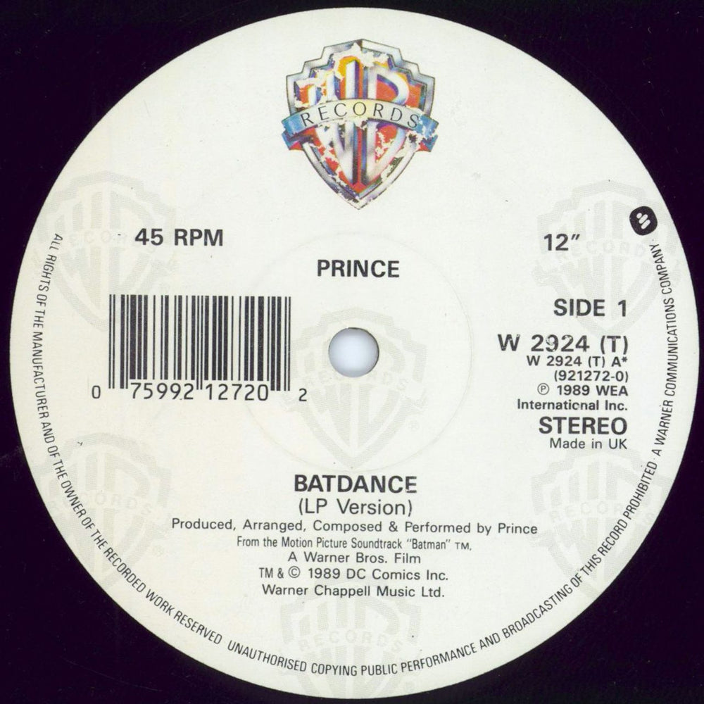 Prince Batdance - UK UK 12" vinyl single (12 inch record / Maxi-single) PRI12BA773671