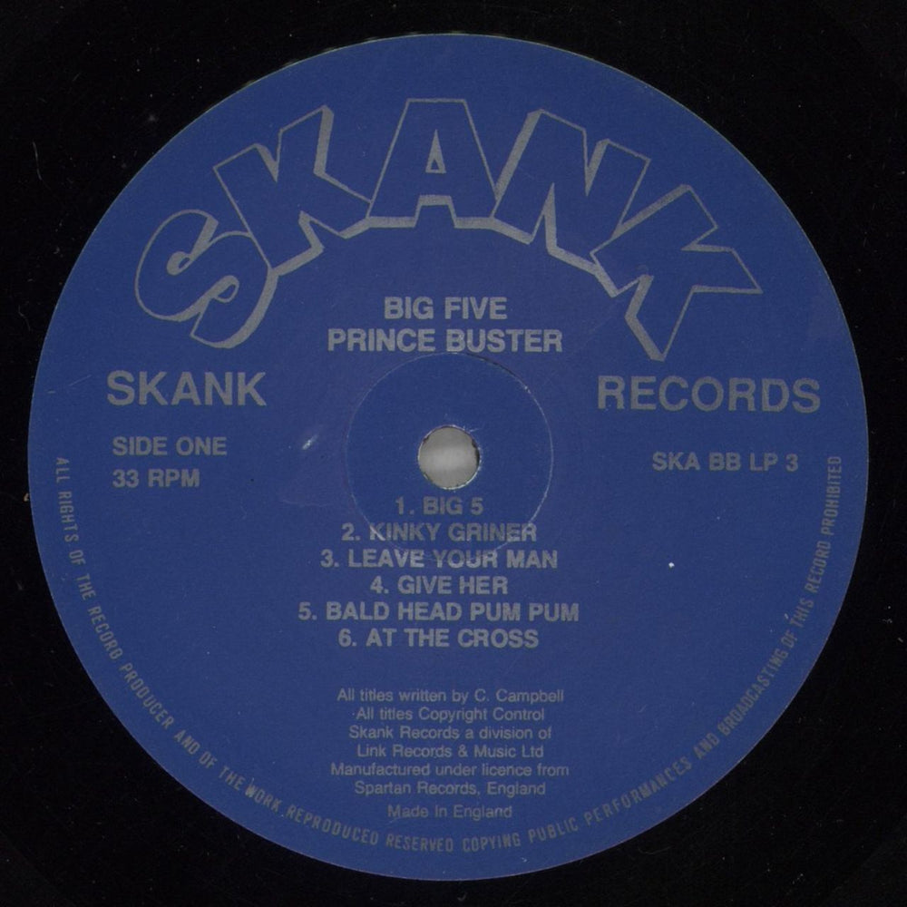 Prince Buster Big Five UK vinyl LP album (LP record) BUPLPBI877744