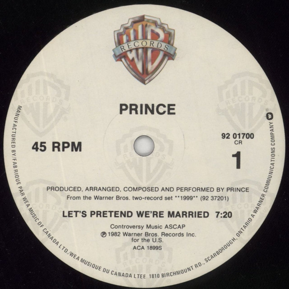 Prince Let's Pretend We're Married - shrink Canadian 12" vinyl single (12 inch record / Maxi-single) PRI12LE777212