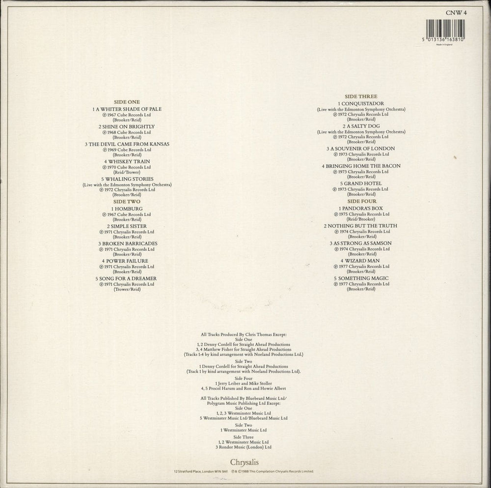 Procol Harum Portfolio UK 2-LP vinyl record set (Double LP Album)