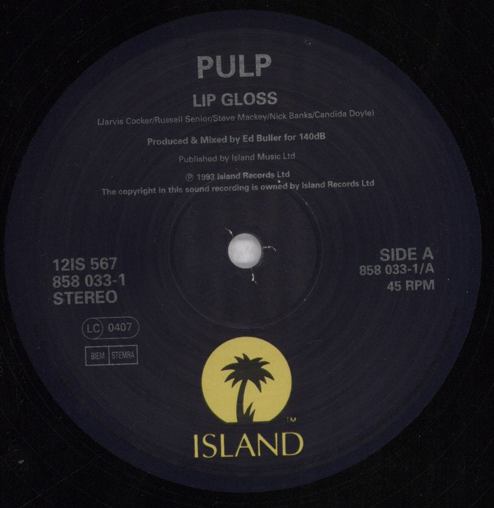 Pulp Lip Gloss UK 12" vinyl single (12 inch record / Maxi-single) PUL12LI69291