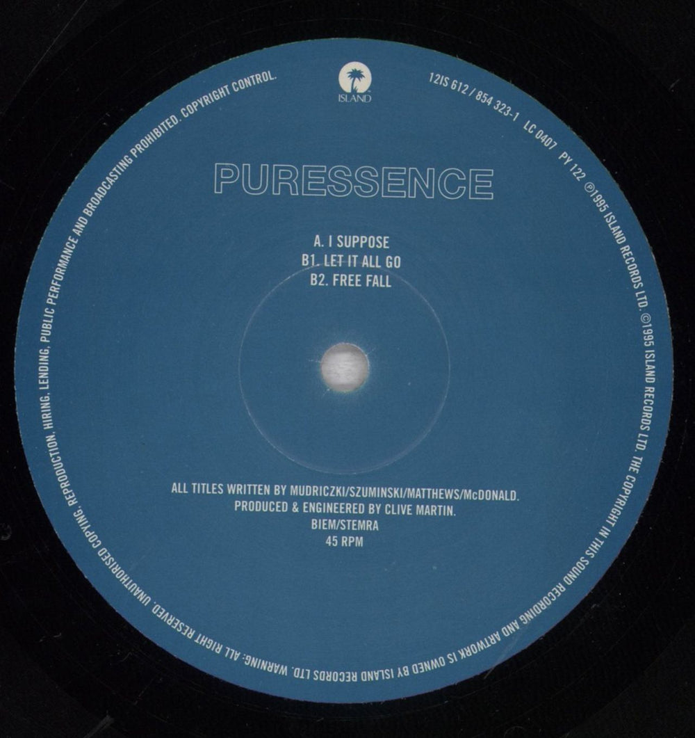 Puressence I Suppose UK Promo 12" vinyl single (12 inch record / Maxi-single) PCE12IS841661