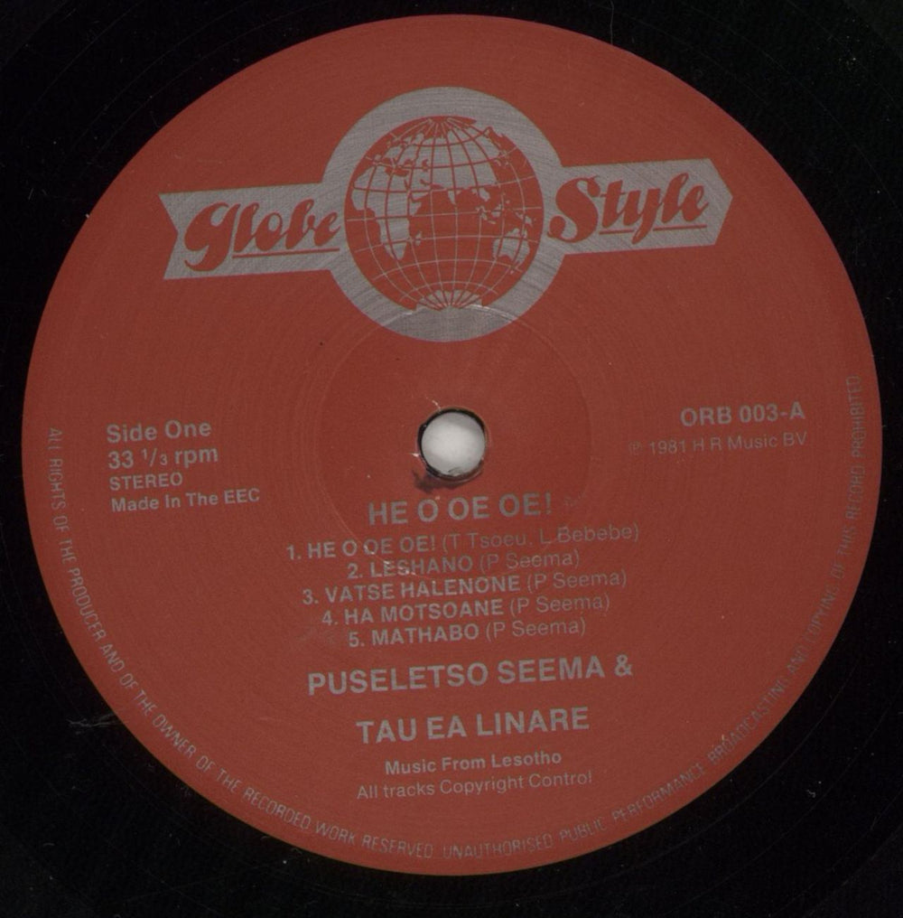 Puseletso Seema He O Oe Oe! - Music From Lesotho UK vinyl LP album (LP record) -U6LPHE878711