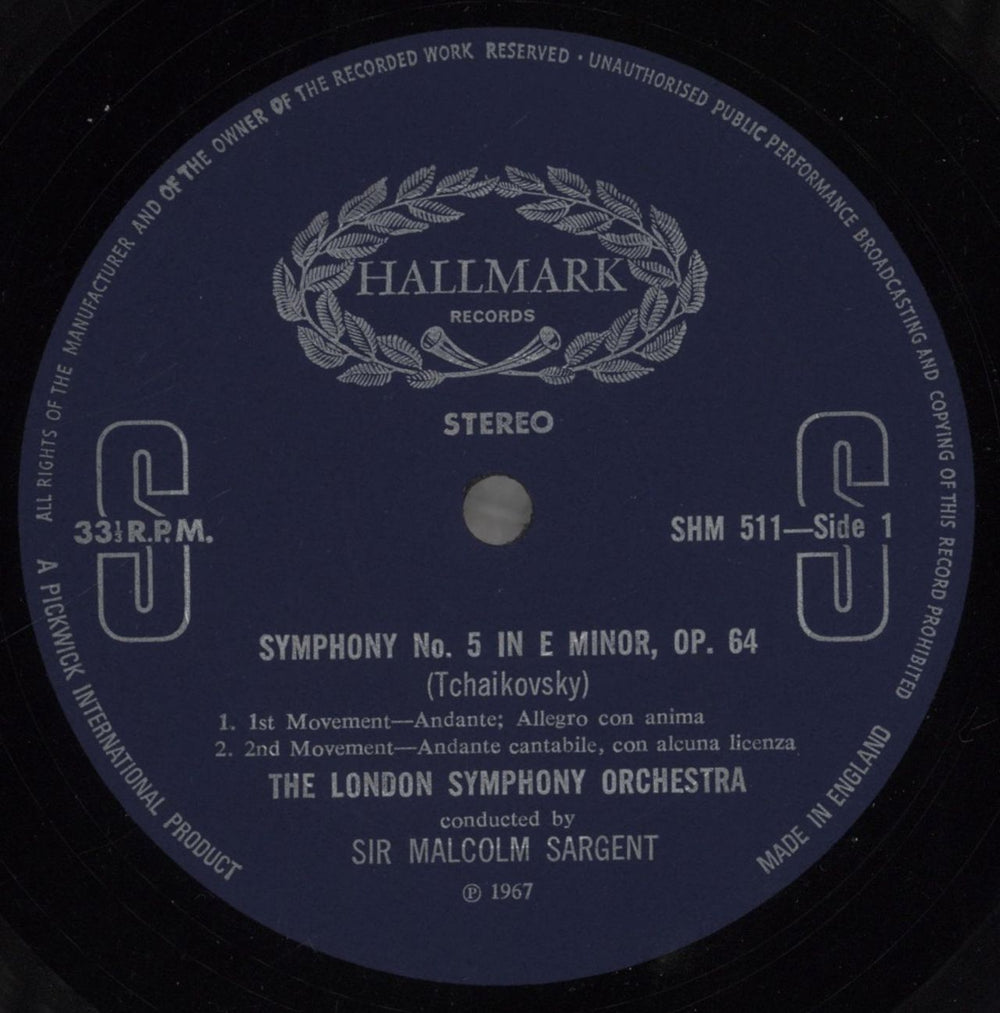 Pyotr Ilyich Tchaikovsky Symphony No. 5 in E Minor, Op.64 UK vinyl LP album (LP record) T3NLPSY857134