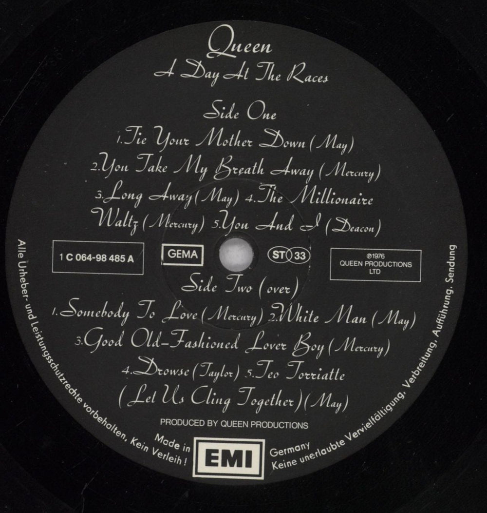 Queen A Day At The Races  - EX German vinyl LP album (LP record) QUELPAD836892