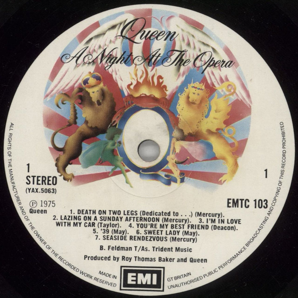 Queen A Night At The Opera - 1st - VG UK vinyl LP album (LP record) QUELPAN629225