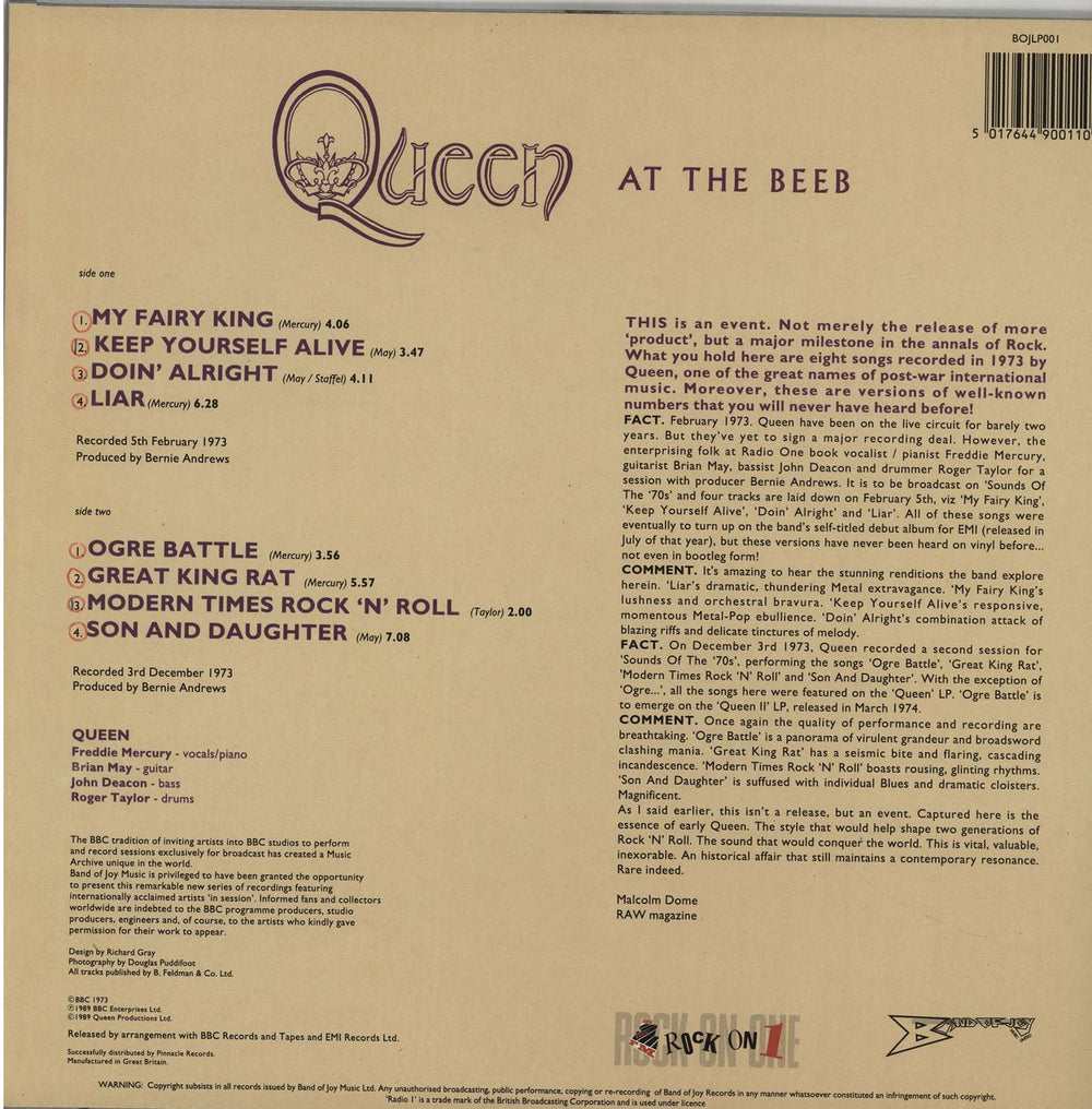 Queen At The Beeb - EX UK vinyl LP album (LP record) QUELPAT592239