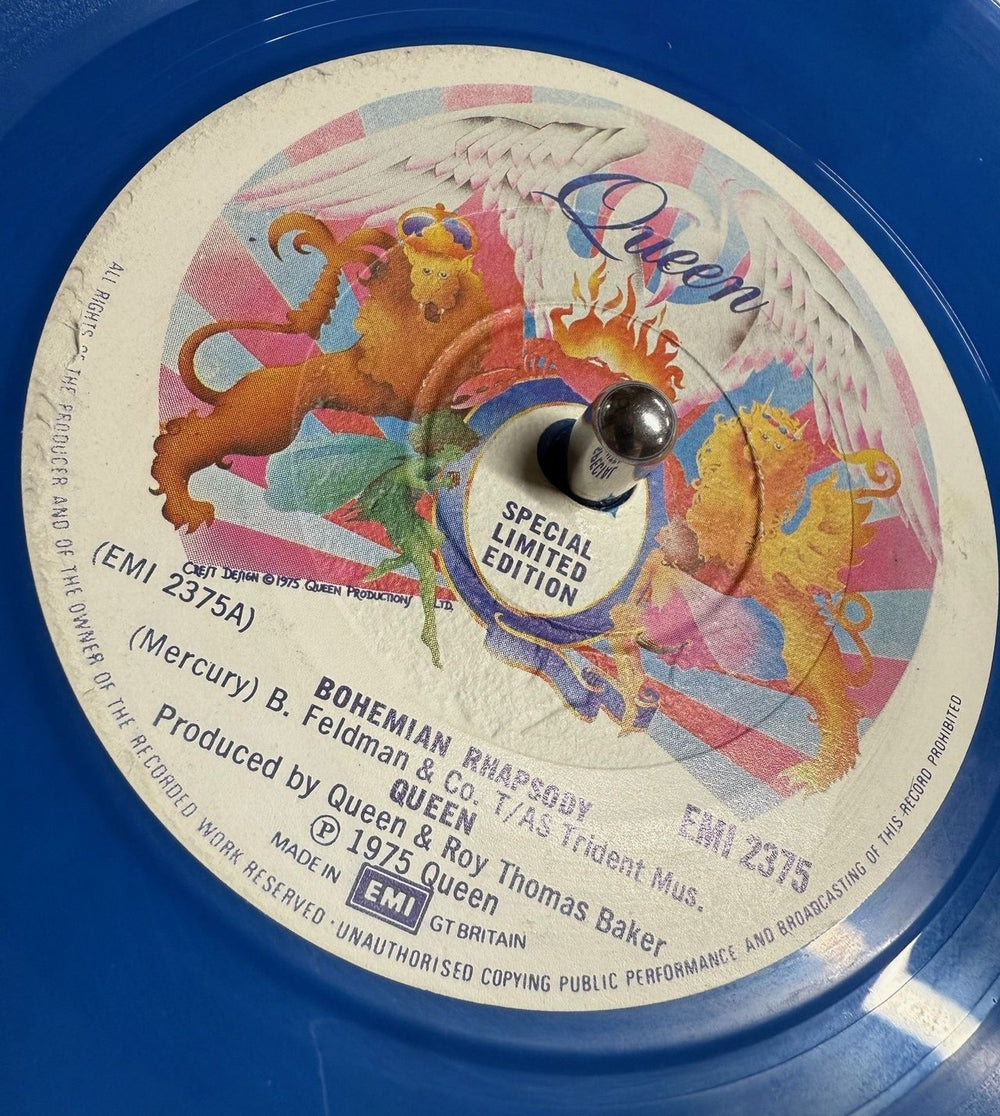 Queen Bohemian Rhapsody - Blue Vinyl - Un-Numbered UK 7" vinyl single (7 inch record / 45) QUE07BO878033