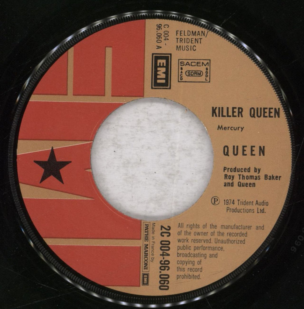 Queen Killer Queen French 7" vinyl single (7 inch record / 45) QUE07KI84831