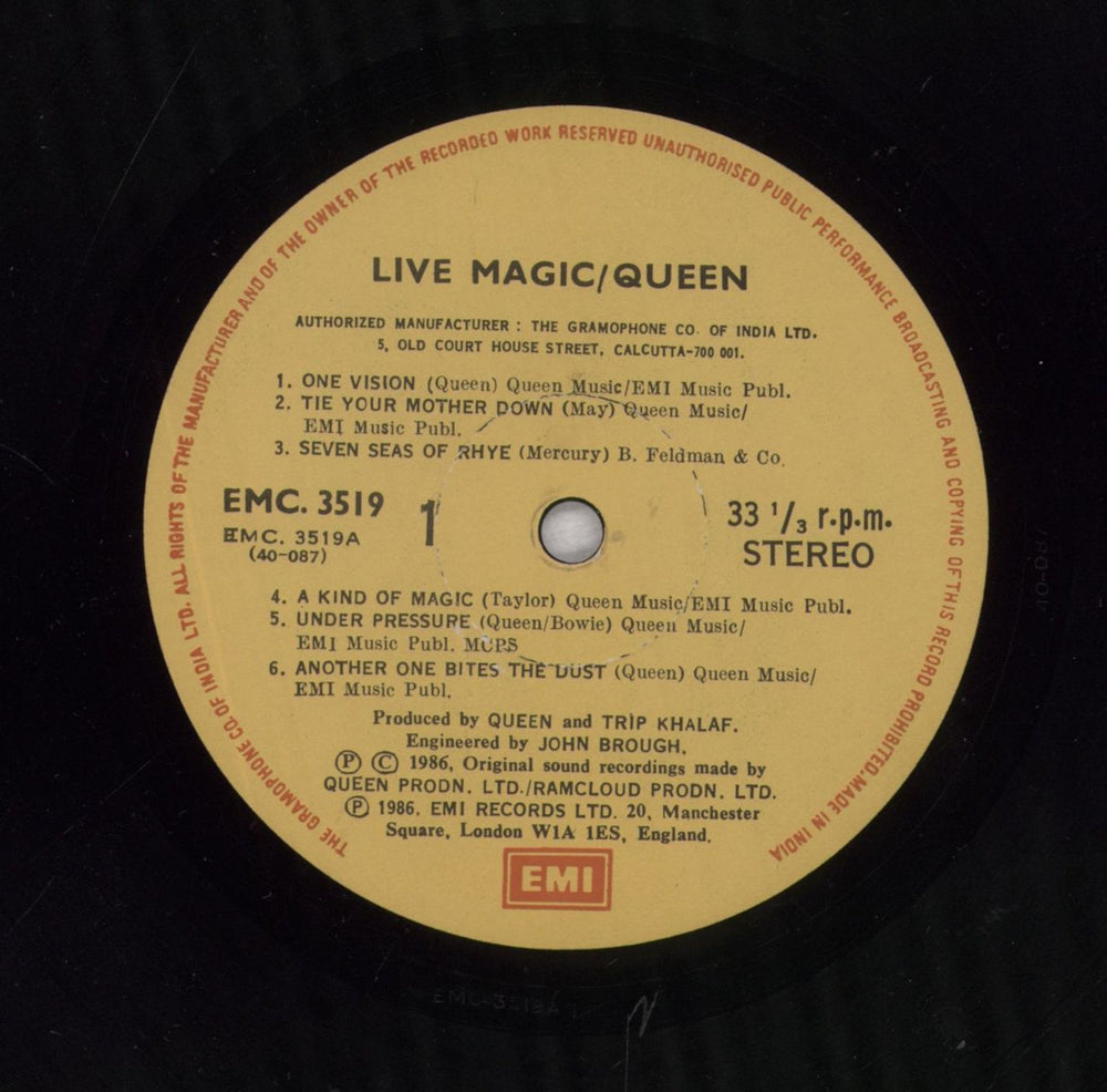 Queen Live Magic Indian vinyl LP album (LP record)