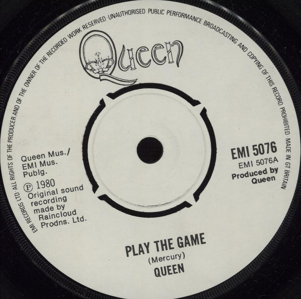 Queen Play The Game - White label design + p/s UK 7" vinyl single (7 inch record / 45) QUE07PL672583