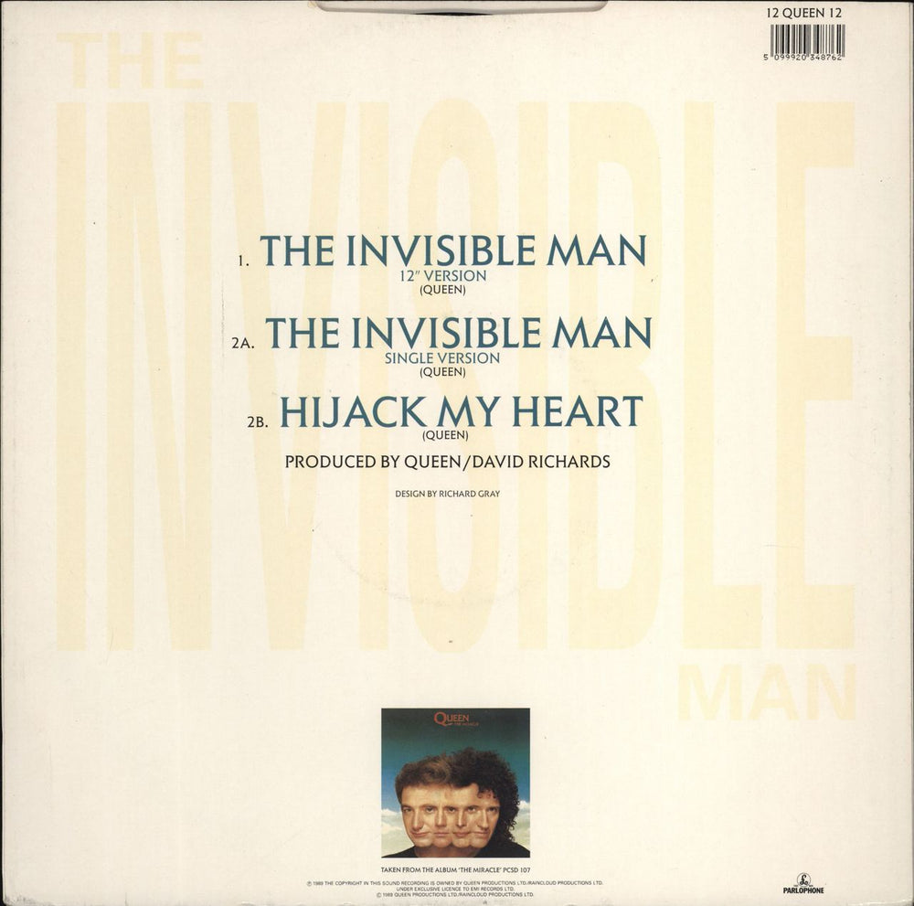 Queen The Invisible Man UK 12" vinyl single (12 inch record / Maxi-single) 5099920348762