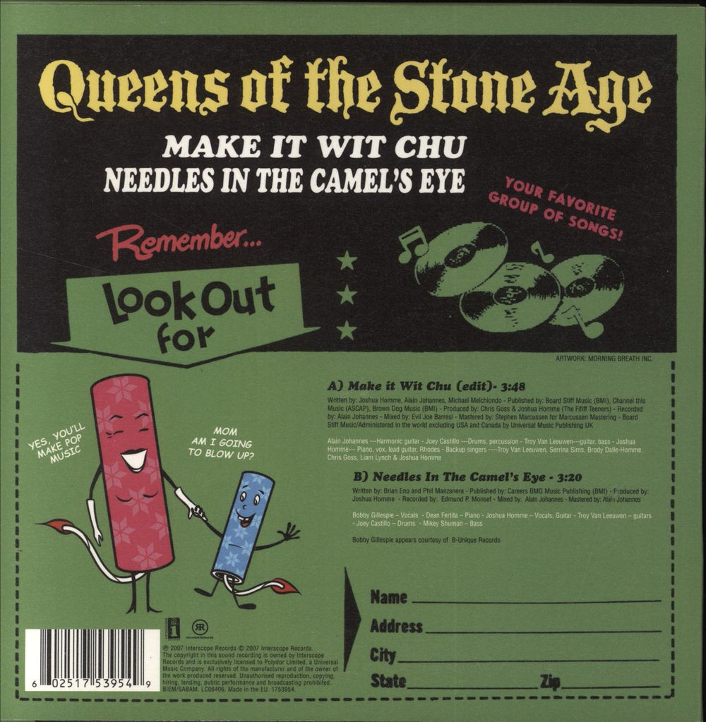 Queens Of The Stone Age Make It Wit Chu UK 7" vinyl single (7 inch record / 45) 602517539549