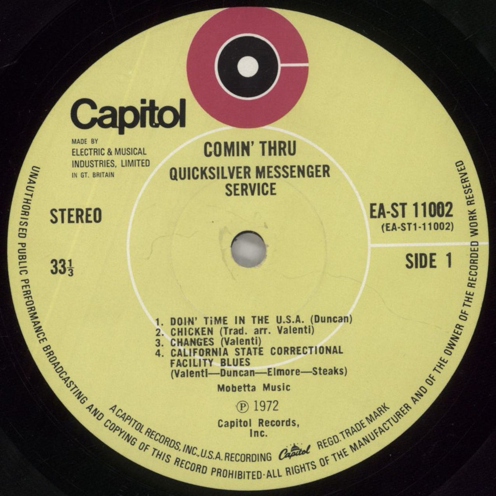 Quicksilver Messenger Service Comin' Thru UK vinyl LP album (LP record) QMSLPCO733080