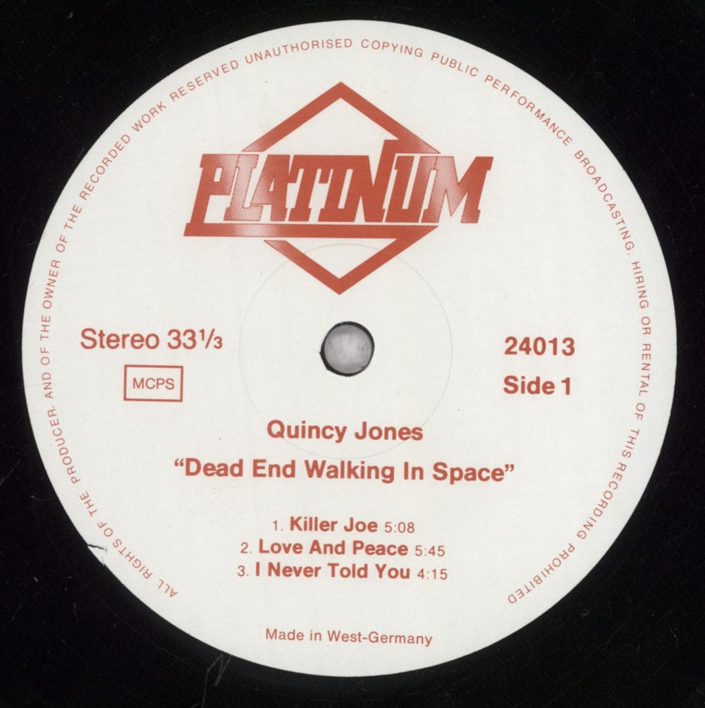 Quincy Jones Dead End Walking In Space German vinyl LP album (LP record) QUJLPDE845765