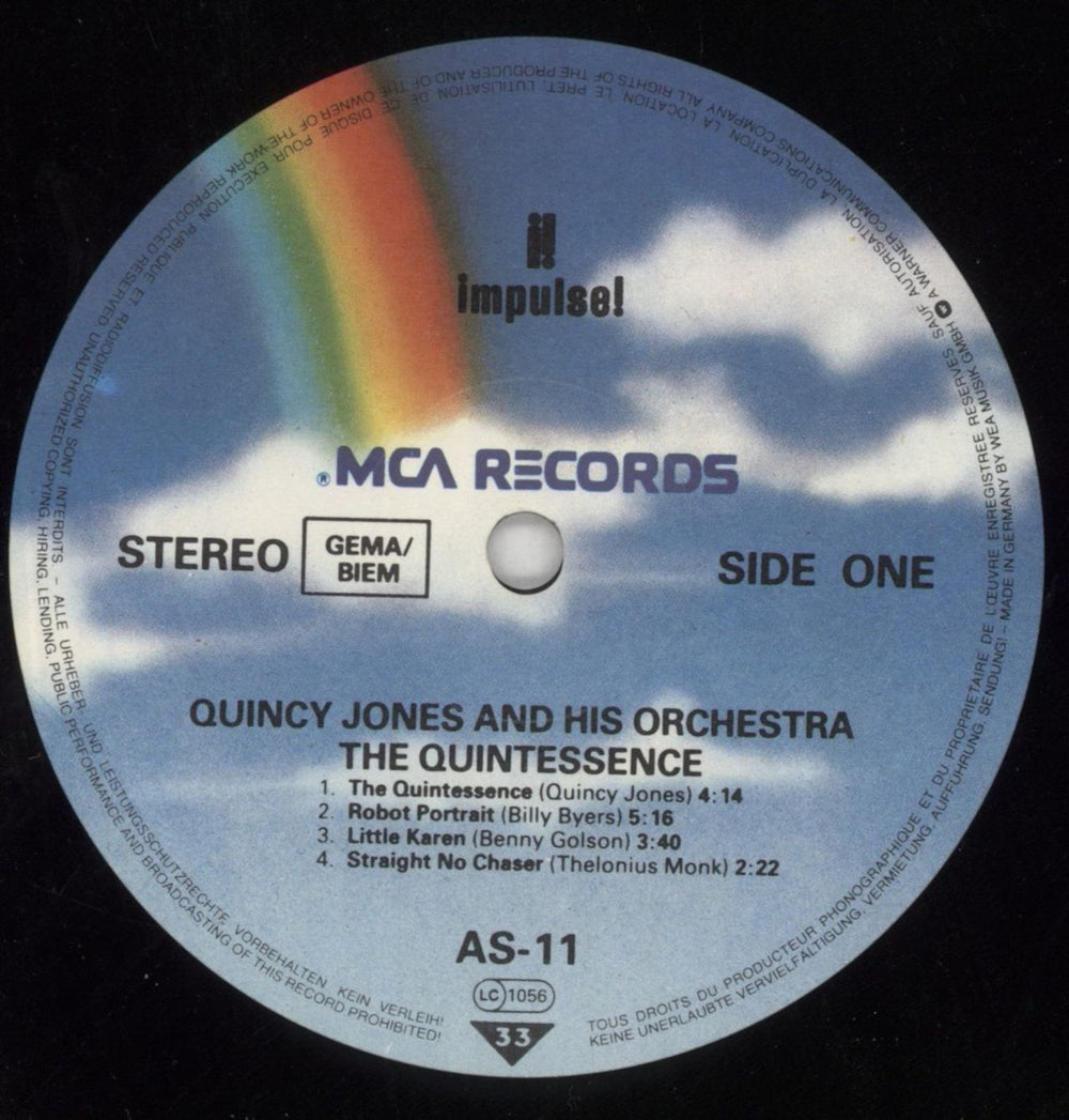 Quincy Jones The Quintessence German vinyl LP album (LP record) QUJLPTH849729