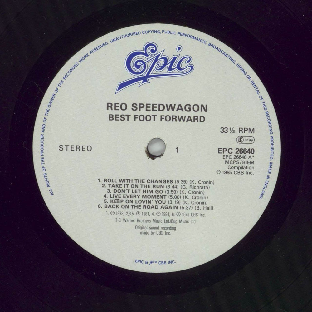 R.E.O. Speedwagon Best Foot Forward - The Best Of... UK vinyl LP album (LP record) REOLPBE277512