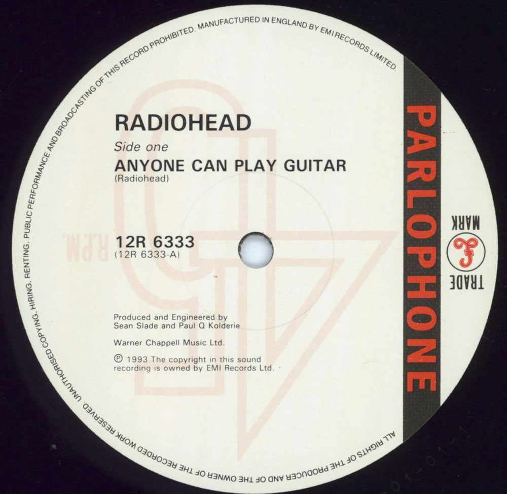 Radiohead Anyone Can Play Guitar UK 12" vinyl single (12 inch record / Maxi-single) R-H12AN80224