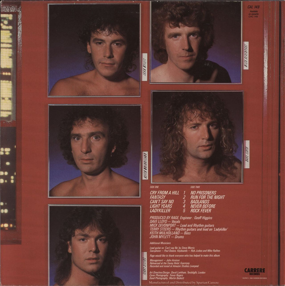 Rage (UK Rock) Run For The Night UK vinyl LP album (LP record)