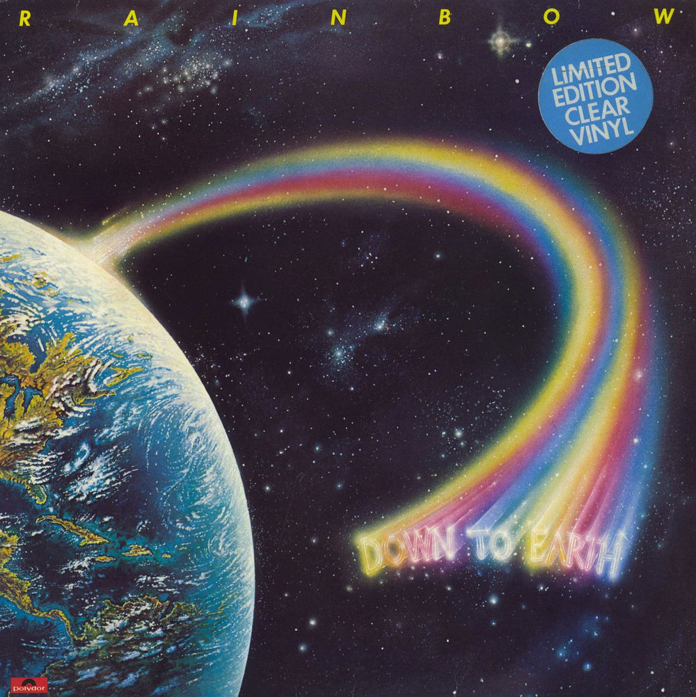 Rainbow Down To Earth - Clear - Stickered - EX UK vinyl LP album (LP record) POLD5023