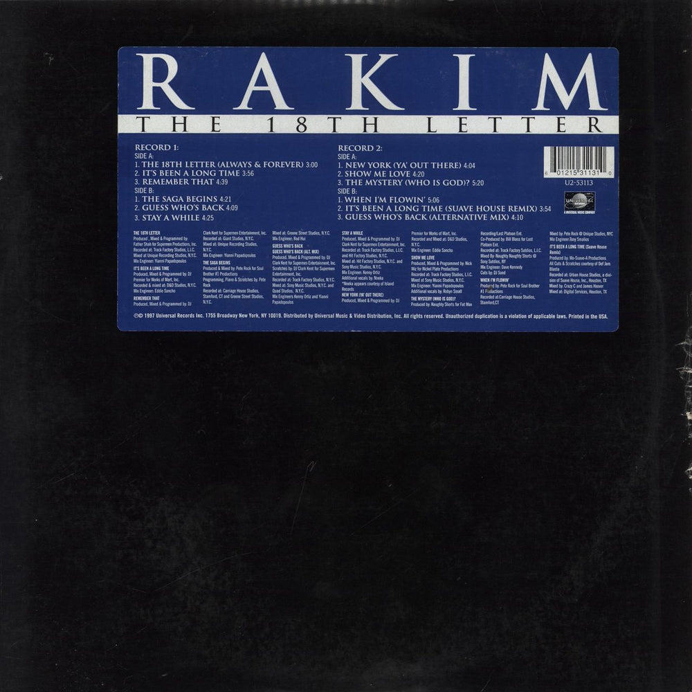 Rakim The 18th Letter US 2-LP vinyl record set (Double LP Album) U2-53113