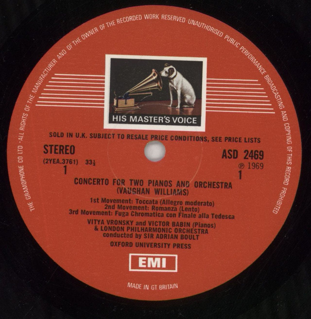 Ralph Vaughan Williams Vaughan Williams: Concerto For Two Pianos And Orchestra, Symphony No. 8 UK vinyl LP album (LP record) VB7LPVA850097