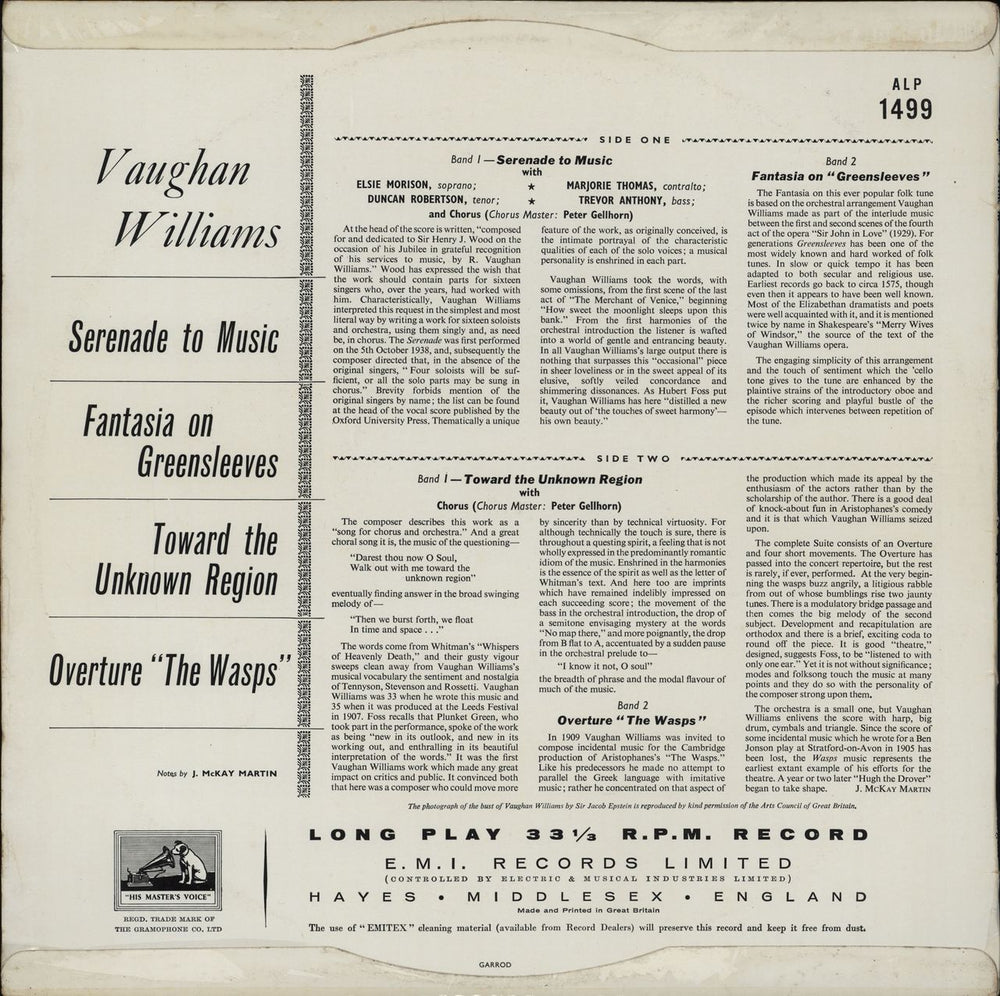 Ralph Vaughan Williams Vaughan Williams UK vinyl LP album (LP record)
