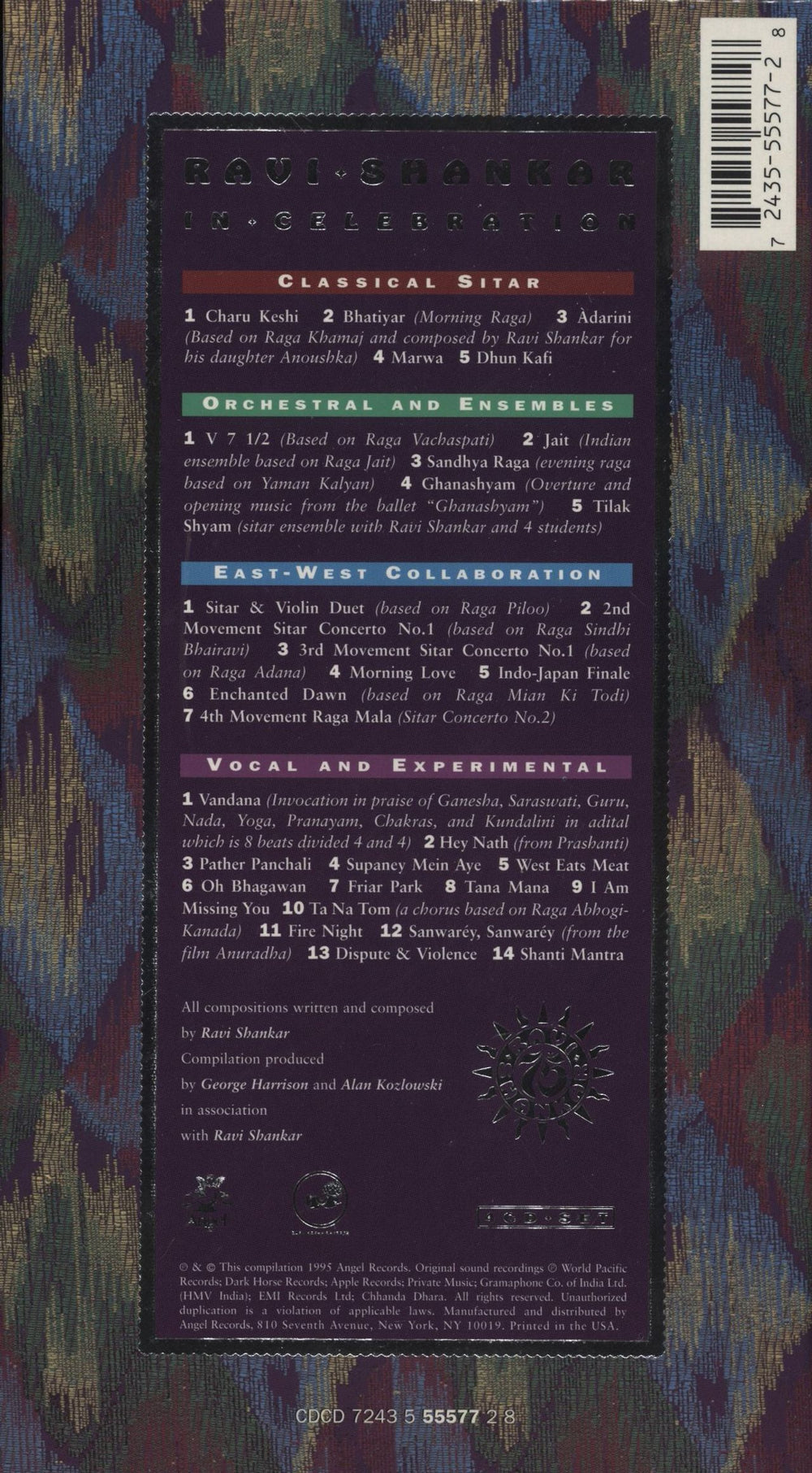 Ravi Shankar In Celebration US CD Album Box Set 724355557728