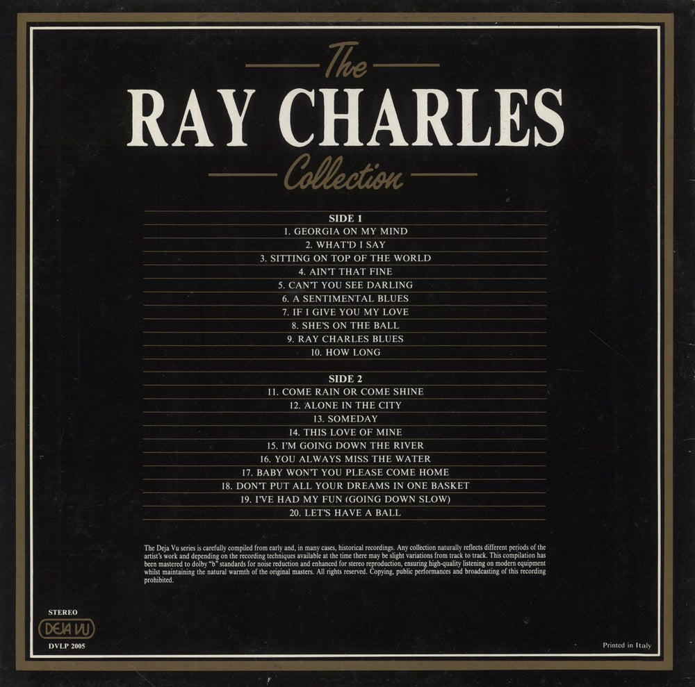 Ray Charles The Ray Charles Collection - 20 Golden Greats Italian vinyl LP album (LP record)