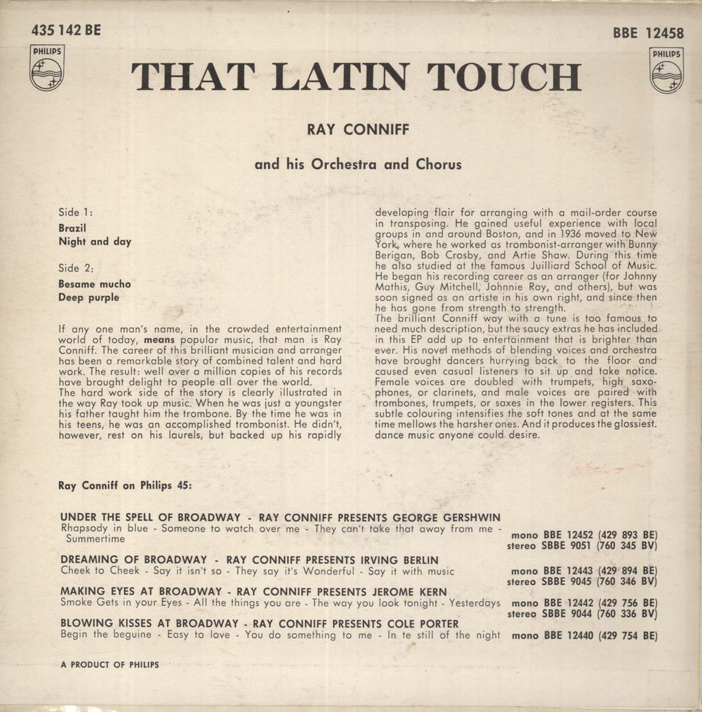 Ray Conniff That Latin Touch EP UK 7" vinyl single (7 inch record / 45)