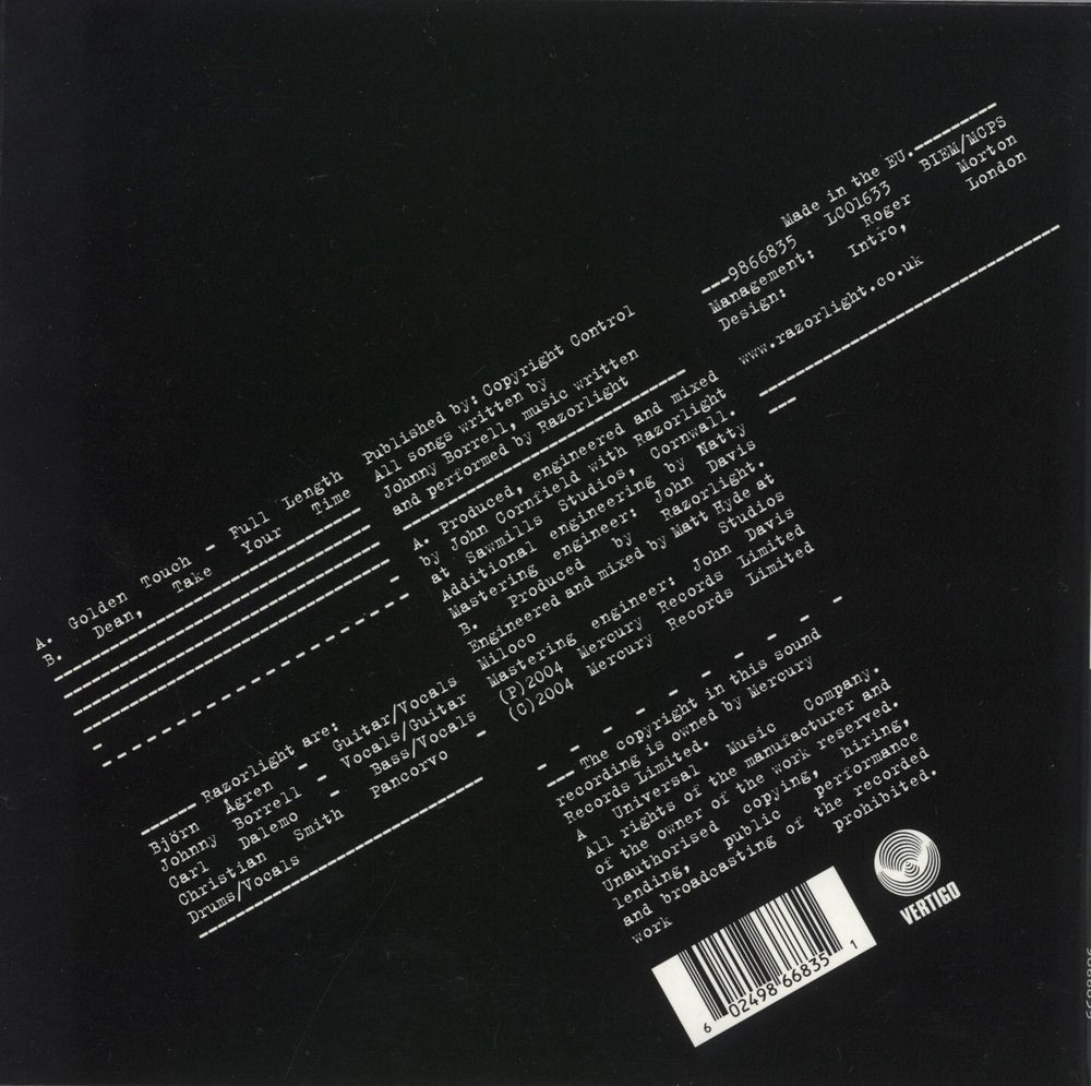 Razorlight Golden Touch UK 7" vinyl single (7 inch record / 45) 602498668351