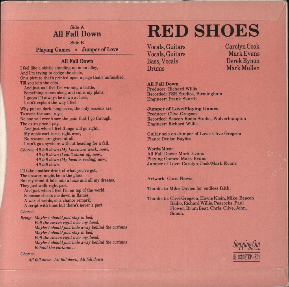 Red Shoes All Fall Down UK 7" vinyl single (7 inch record / 45)