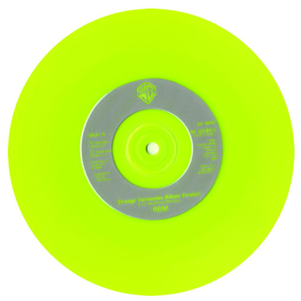 REM Strange Currencies - Neon Green Vinyl - Sealed w/ Badge UK 7" vinyl single (7 inch record / 45) REM07ST305074