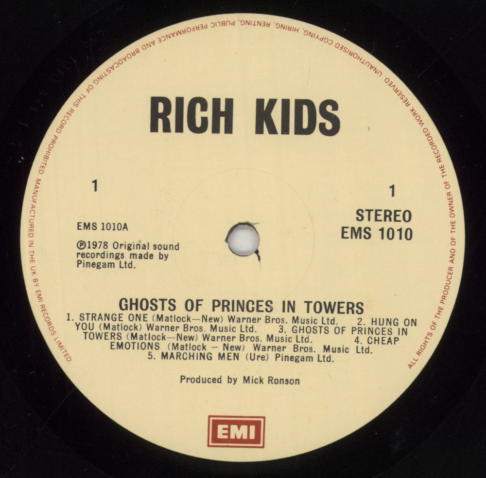 Rich Kids Ghosts Of Princes In Towers UK vinyl LP album (LP record) RKILPGH815782