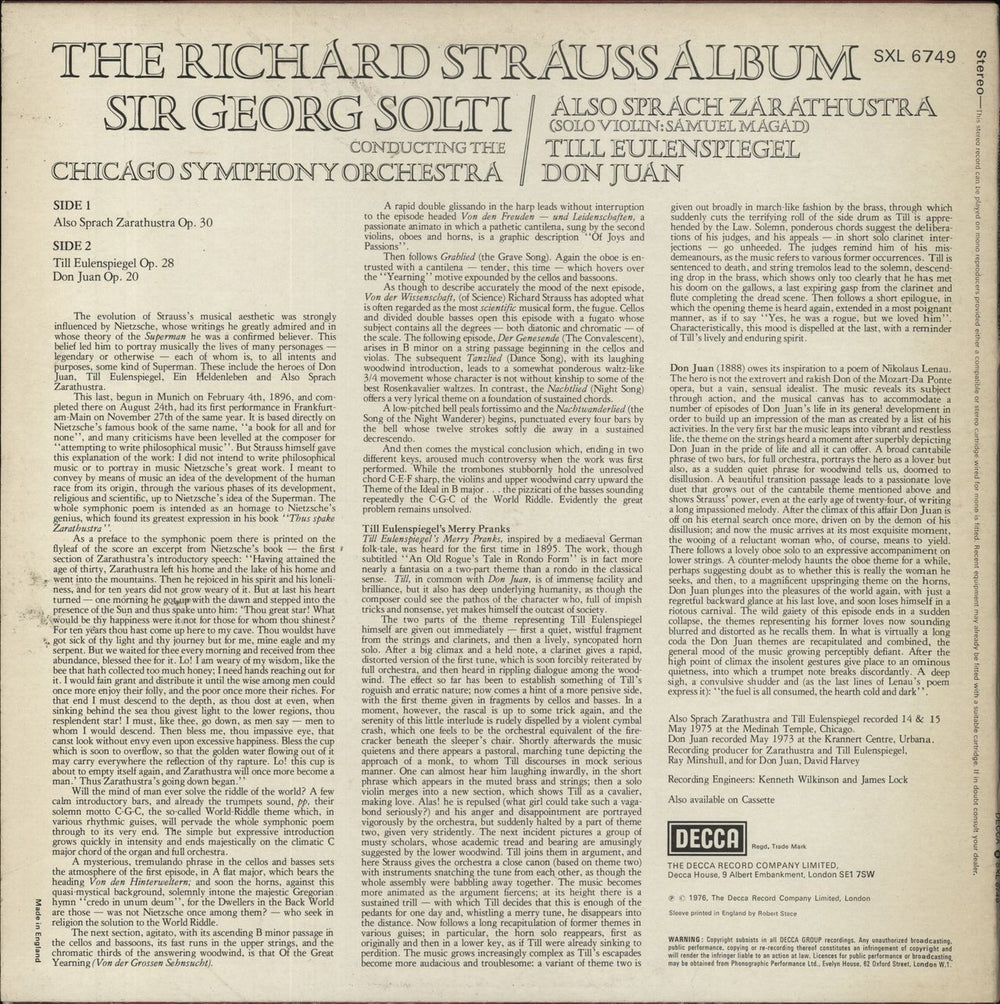 Richard Strauss The Richard Strauss Album UK vinyl LP album (LP record)