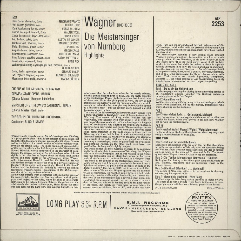 Richard Wagner Die Meistersinger Von Nürnberg Highlights UK vinyl LP album (LP record)