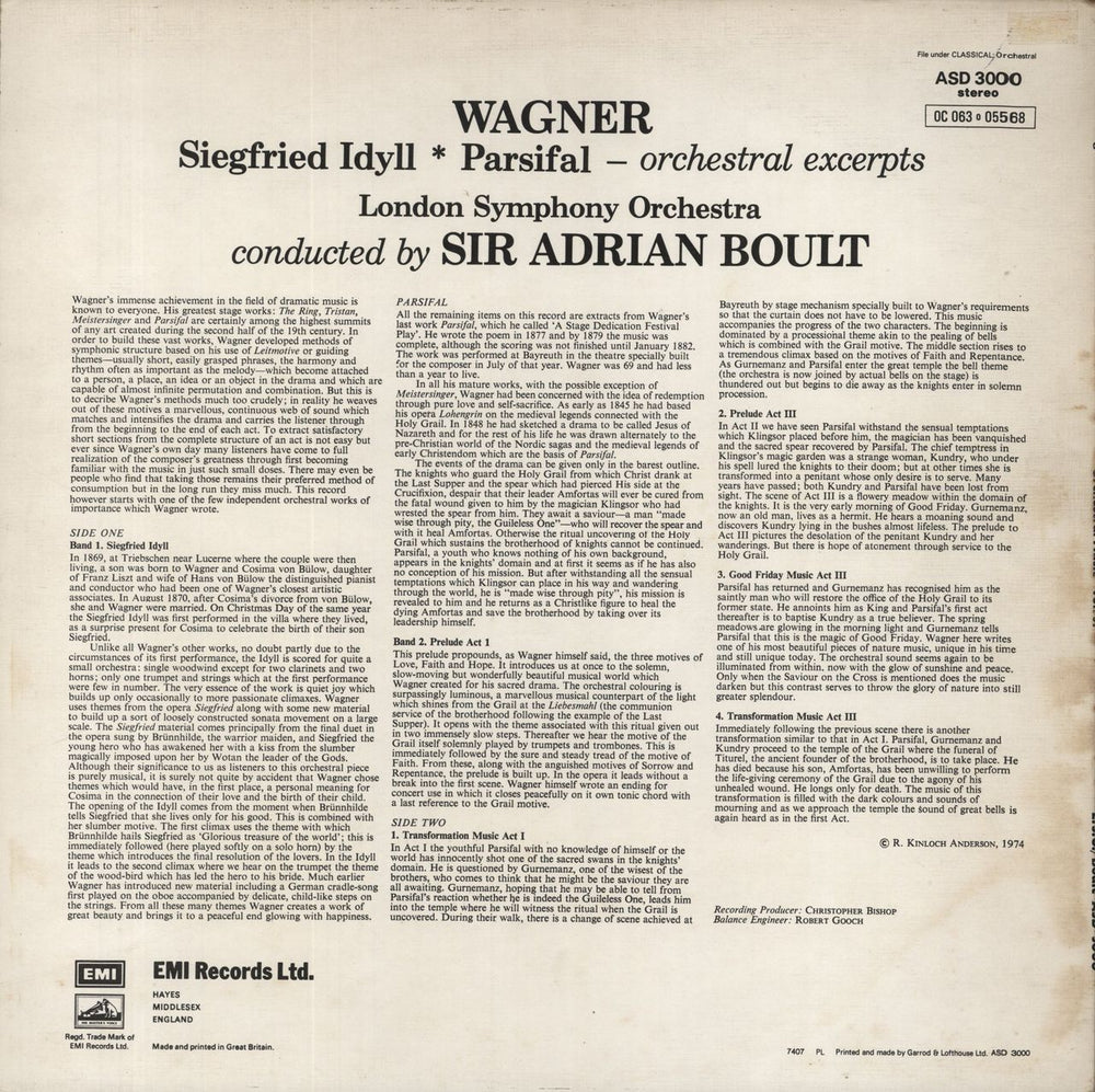 Richard Wagner Vol. 3, Siegfried Idyll - Parsifal: Orchestral Excerpts (Including Preludes To Acts 1 & 3 And Good F UK vinyl LP album (LP record)