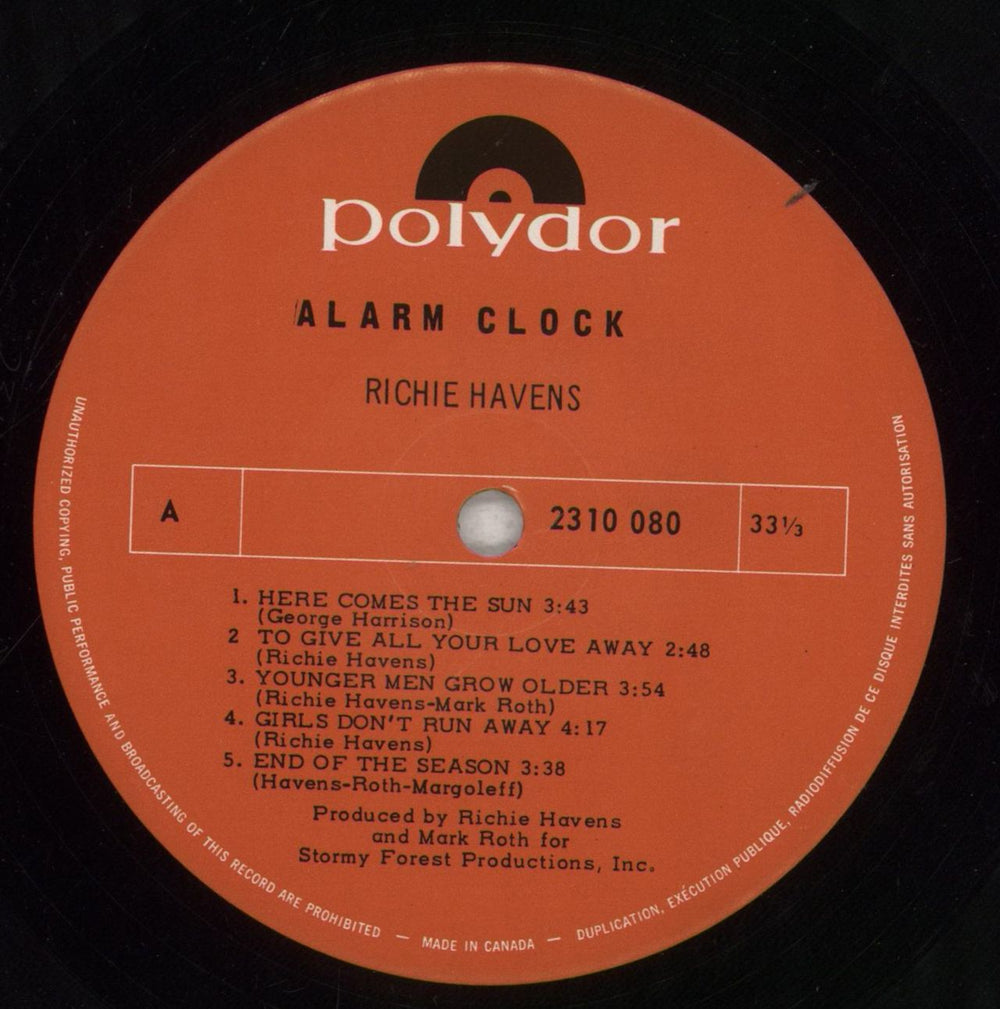 Richie Havens Alarm Clock UK vinyl LP album (LP record) CHVLPAL420902